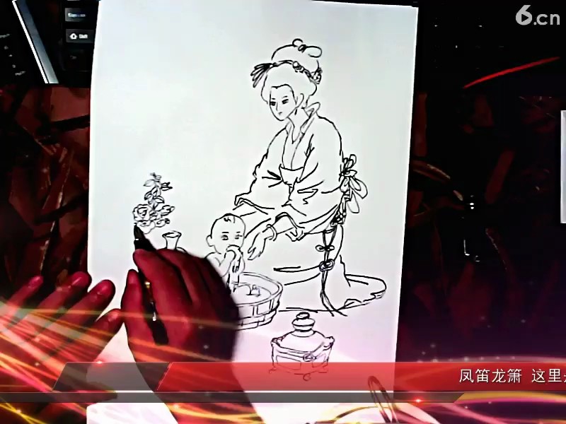 古代侍女给孩童洗澡