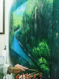 双手多笔时空国画创作纪录